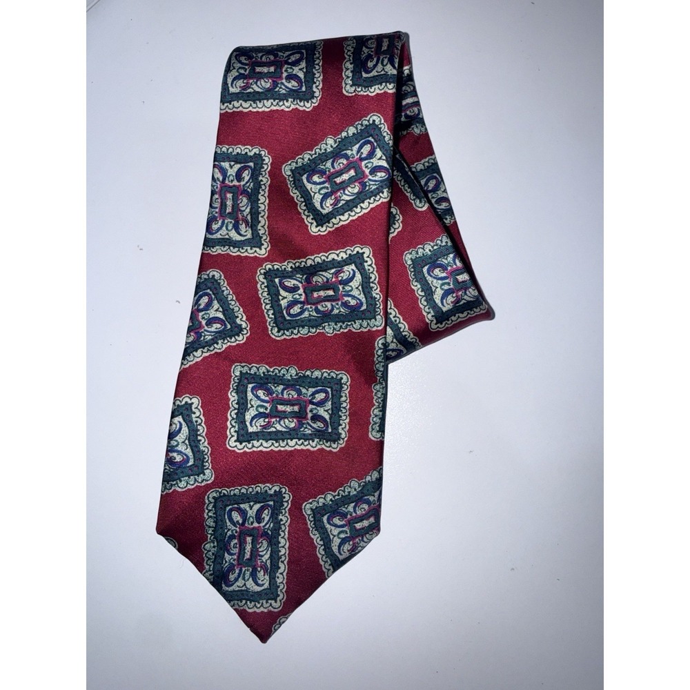 Christian Dior Monsieur Necktie Red 100% Silk Geometric Floral Made in USA S